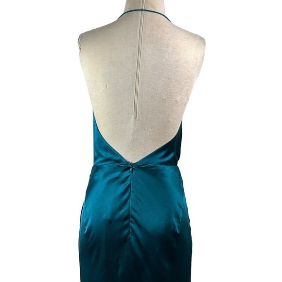 THE SEI Womens Halter Cowl Gown in Lagoon 2 New Long Maxi Satin Dress - Picture 10 of 17